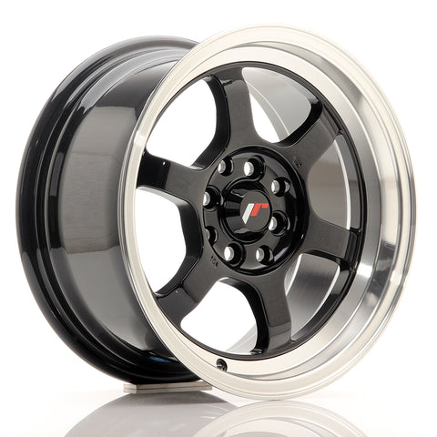 JR Wheels JR12 15x7,5 ET26 4x100/108 Gloss Black w/Machined Lip