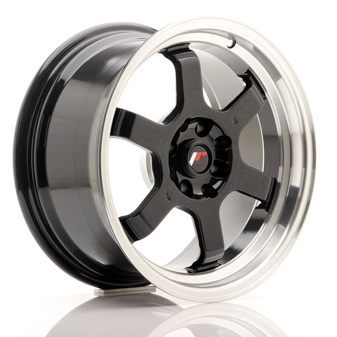 JR Wheels JR12 16x8 ET15 4x100/114 Gloss Black w/Machined Lip