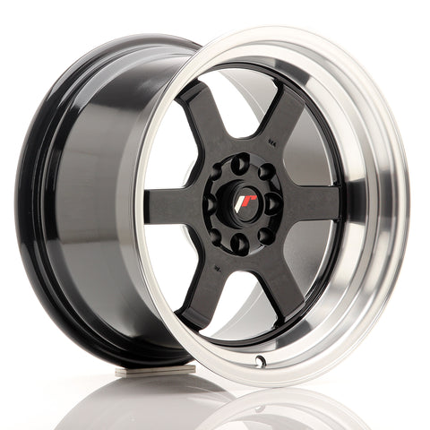 JR Wheels JR12 16x9 ET10 4x100/114 Gloss Black w/Machined Lip