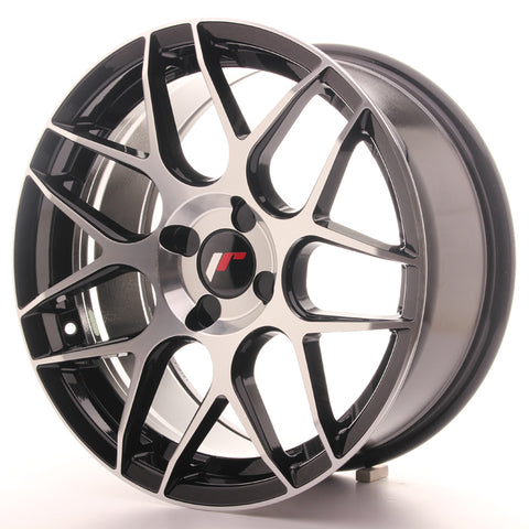 JR Wheels JR18 17x8 ET25-35 4H BLANK Cara mecanizada en negro brillante