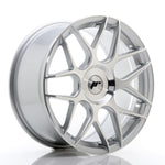 JR Wheels JR18 18x8.5 ET25-45 Cara mecanizada plateada en blanco