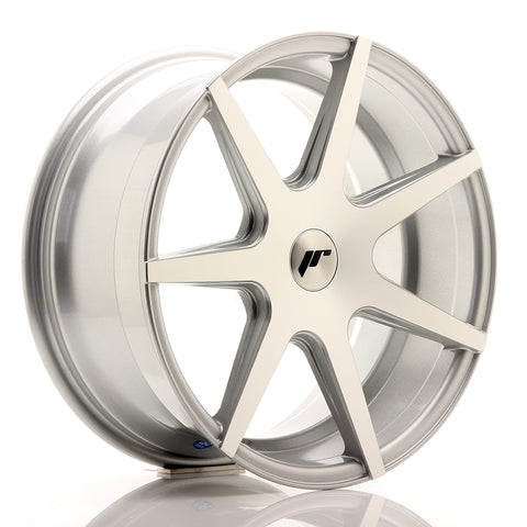 JR Wheels JR20 18x8.5 ET25-40 Cara mecanizada plateada en blanco