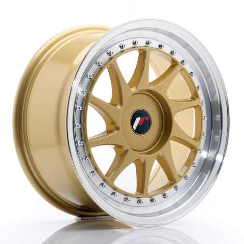 JR Wheels JR26 17x8 ET20-35 BLANK Gold w/Machined Lip