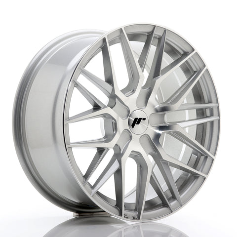 JR Wheels JR28 17x8 ET25-40 Cara mecanizada plateada en blanco