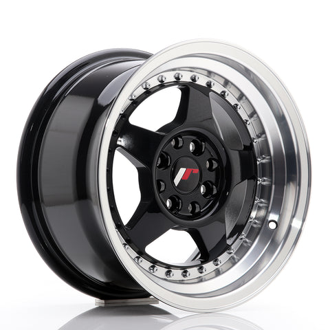 JR Wheels JR6 15x8 ET25 4x100/108 Gloss Black w/Machined