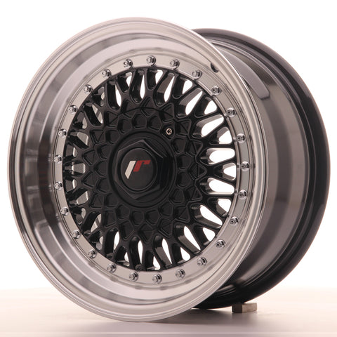 JR Wheels JR9 15x7 ET20 4x100/108 Gloss Black w/Machined Lip