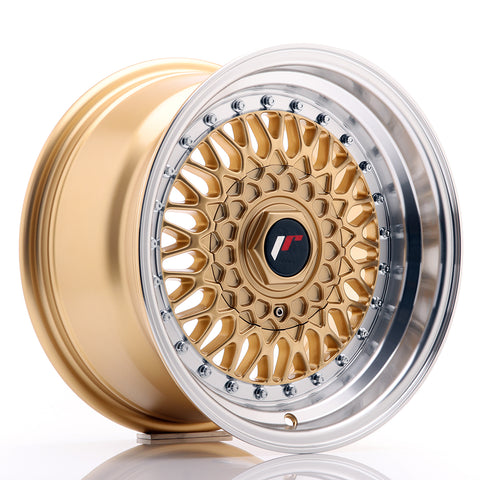 JR Wheels JR9 15x8 ET20 BLANK Gold w/Machined Lip