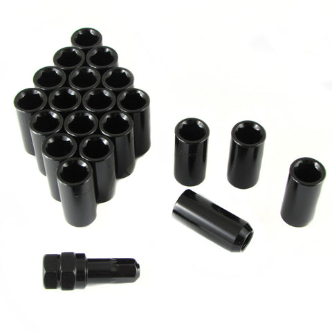 Set of BLACK LONG imbus lug nuts 12x1.25 + Key