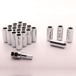 Set of SILVER LONG imbus lug nuts 12x1.25 + Key